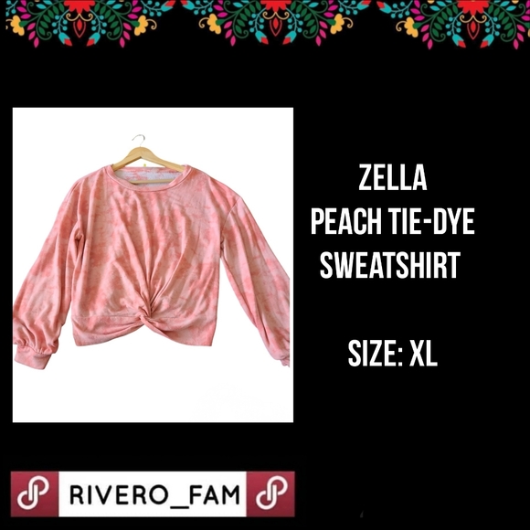 Zella Tops - ZELLA| PEACH TIE-DYE SWEATSHIRT